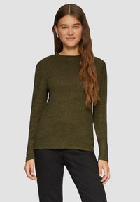 QS SLIM FIT MIT PUFF ÄRMELN - Strickpullover - tannengrün