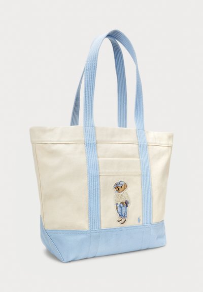Polo Ralph Lauren Polo Bear Canvas Medium Tote - Veľká kabelka - ecru/carolina blue