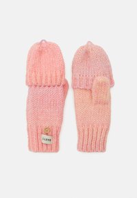 Πλεκτές γάντια σε κλιμακωτές ροζ αποχρώσεις, με ριμπ μανσέτα και ετικέτα με κουμπί. Μαλακή υφή με θόλο σχήμα στην κορυφή για ζεστασιά.