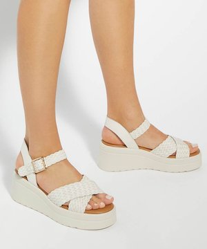 Dune London, KINLEYS Braided Leather Flatform Sandals - Sandales à talons hauts - ecru