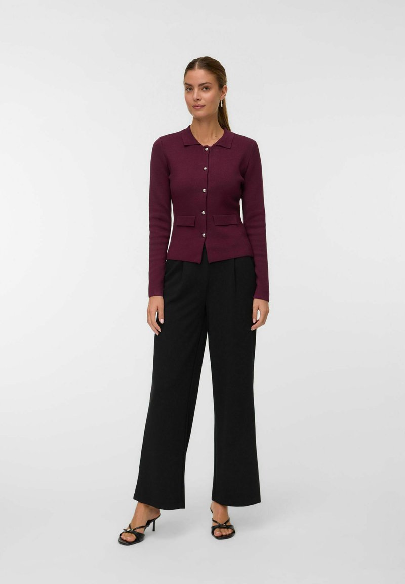 Vero Moda LEA V NECK CARDIGAN - Vest - winetasting/bordeauxrood