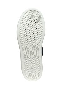 Suola in gomma bianca con superficie strutturata. Presenta motivi di presa circolari e disegni ondulati. Riporta la scritta "GEOX" e la taglia "31".