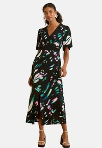 Love & Roses REGULAR FIT -  V-NECK MIDI - Džersejové šaty - black abstract