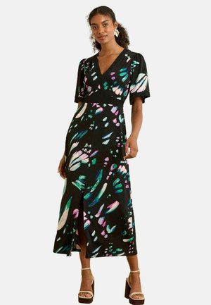Love & Roses REGULAR FIT -  V-NECK MIDI - Jersey dress - black abstract