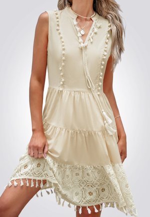 Cupshe POM TASSEL HEM MINI  - Denní šaty - beige