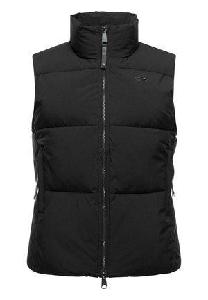 Must have must vest kõrge kraega, lukuga ees, tikitud osadega ja küljetaskutega. Sile tekstuur, kerge disain, sobib kihiliseks kandmiseks.