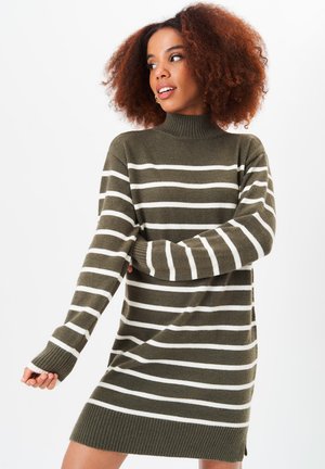 GINI LONDON HIGH NECK STRIPE - Jumper dress - khaki