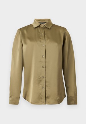 Lauren Ralph Lauren, CLASSIC FIT SATIN CHARMEUSE SHIRT - Blusa - light agave