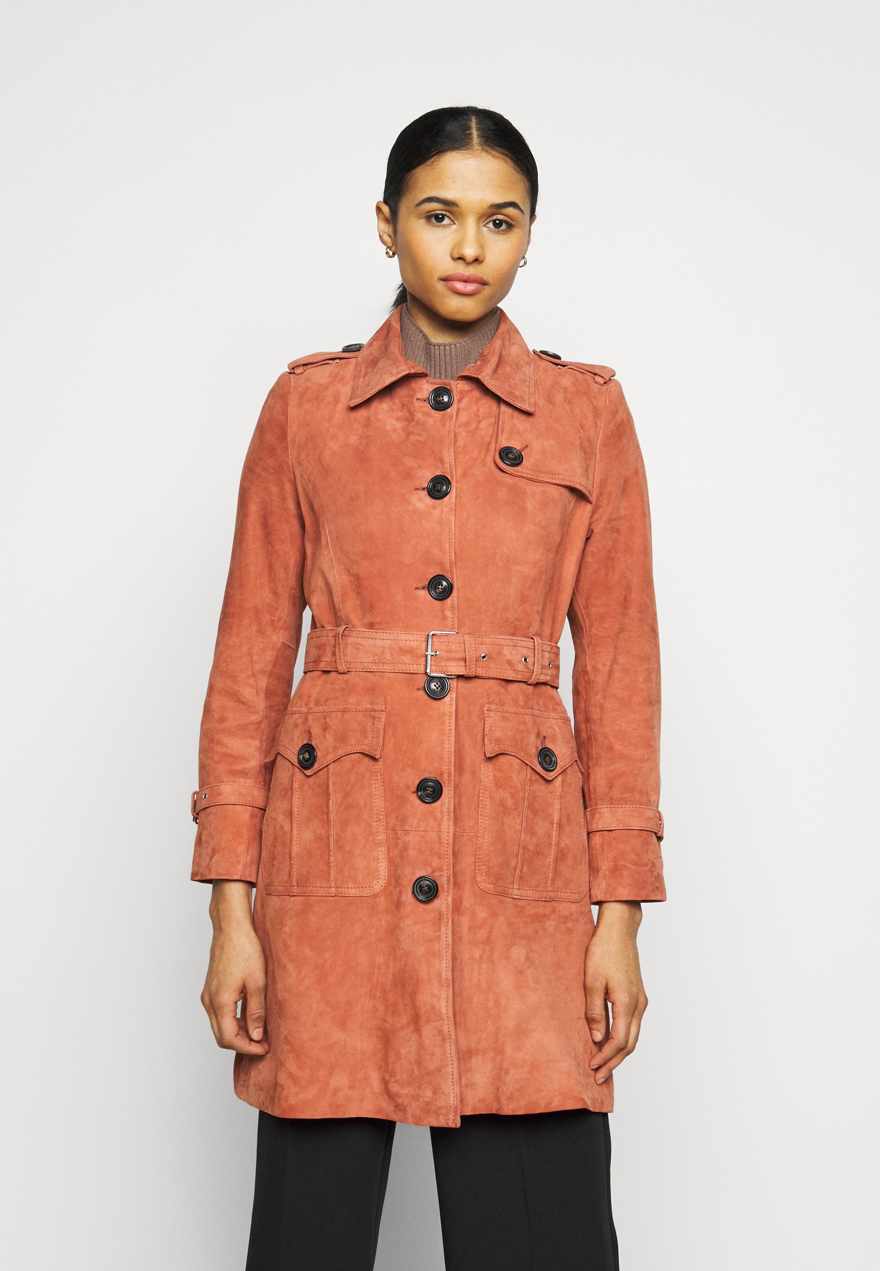 suede trench