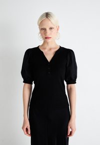 GAP HENLEY PUFF - Lihtne T-särk - true black