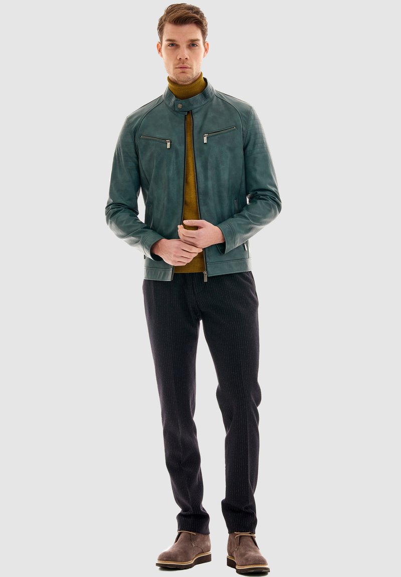 Pierre Cardin Imiteret læderjakke - petrol