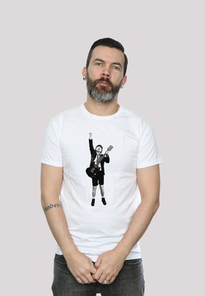 ACDC ANGUS YOUNG CUT OUT  PREMIUM ROCK MUSIK BAND FAN MER - Print T-shirt - white