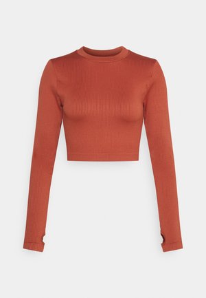 SEAMLESS OPEN BACK LONG SLEEVE TOP - Långärmad tröja - baked clay