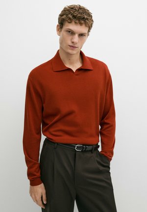 Massimo Dutti, POLO COLLAR KNIT SWEATER - Poloshirts - mottled orange