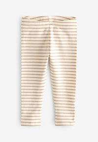 Gestreifte Leggings in Creme und Hellbraun, mit einem dehnbaren Bund, glatter Textur und figurnahem Schnitt in Knöchellänge.