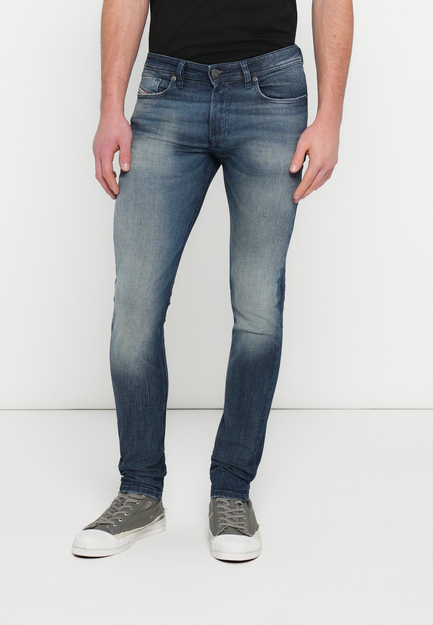Jean Skinny 5 Tasche Uomo – Tinta Media Stonewash, Taglia 20