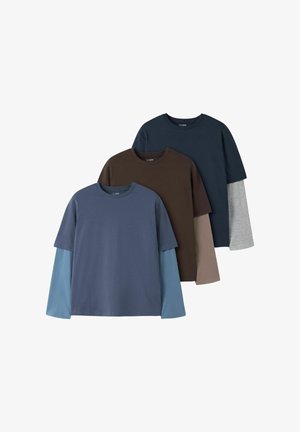TWO SOON, T-SHIRT 3 PACK DOUBLE LAYER MULTIPACK LONG SLEEVE - Pikkade varrukatega topp - navy blazer