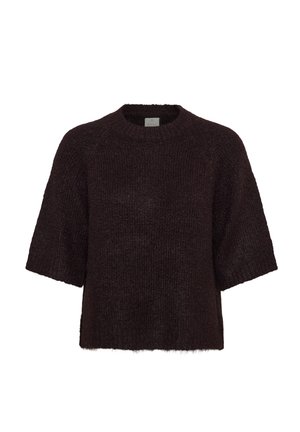 Kaffe, KAEMILIE CROPPED KNIT PULLOVER - T-shirt basic - fudge melange