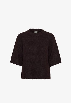 Kaffe, KAEMILIE CROPPED KNIT PULLOVER - T-shirts basic - fudge melange