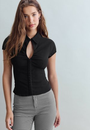 Stradivarius, CUT-OUT SHORT SLEEVE SHIRT - Blouse - black