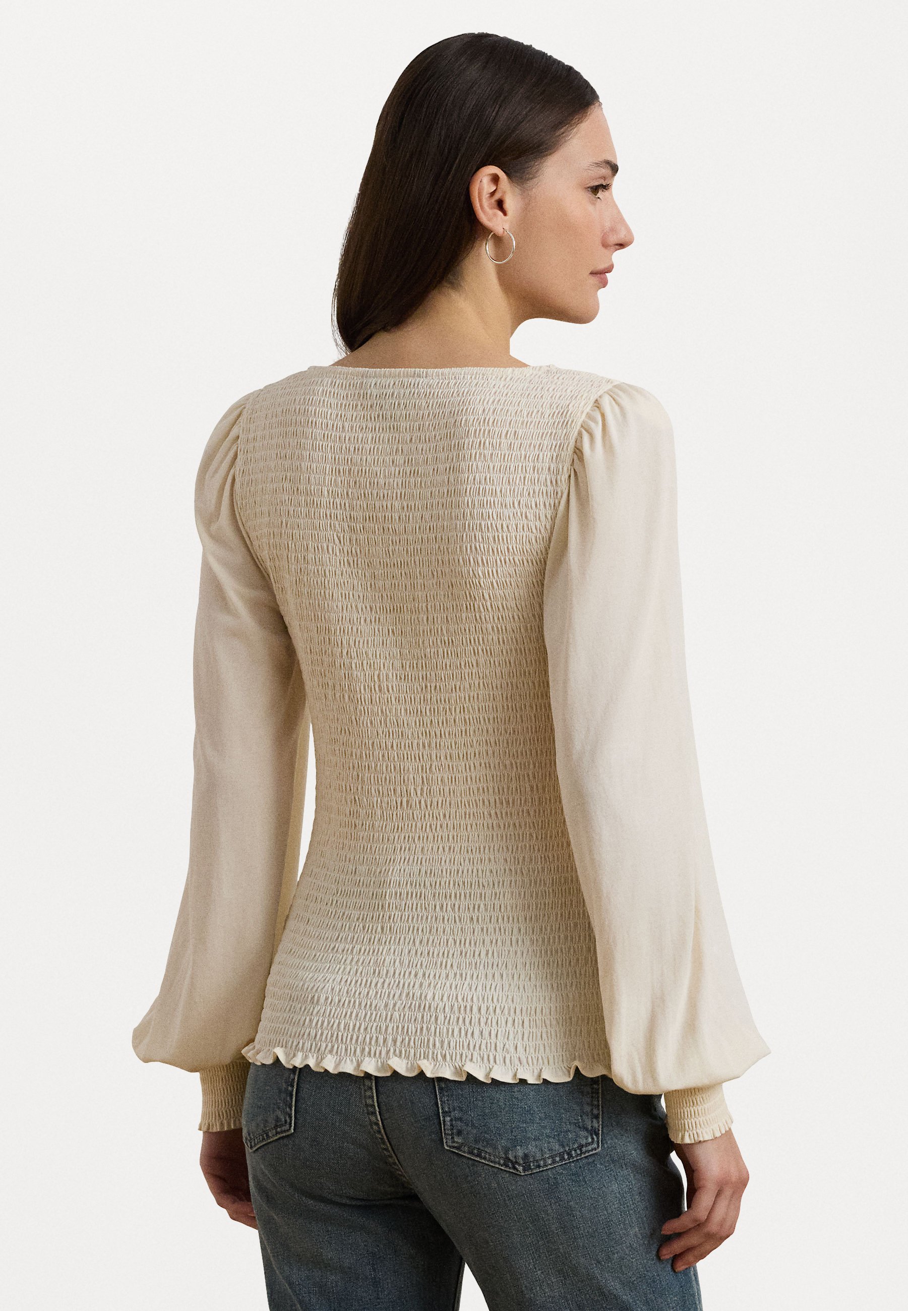 Lauren Ralph Lauren STRETCH COTTON BALLOON SLEEVE TEE