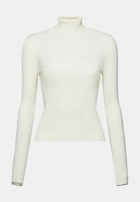 Ribbad vit polotröja med långa ärmar, med en figursydd silhuett och subtil textur. Slät yta med en stretchpassform.