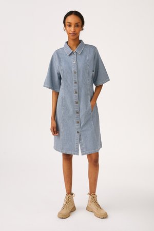 Shirt dress - hickory stripes mid blue