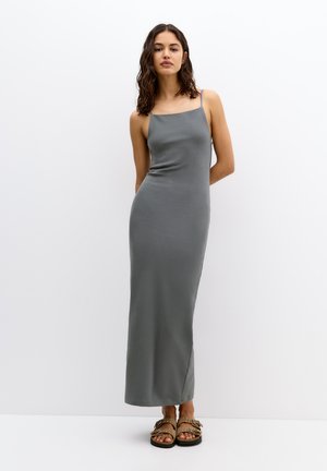PULL&BEAR NECKLINE - MIDI - Šaty do práce - grey
