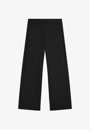 Massimo Dutti, STRAIGHT-LEG FLOWING PANTS - Stoffhose - black