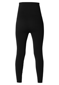 Leggings noirs à côtes avec une taille haute, présentant une texture lisse et un design ajusté, idéaux pour le sport ou une utilisation décontractée.