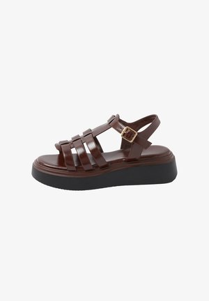 Yours Clothing, WIDE FIT - Sandalen met plateauzool - chocolate