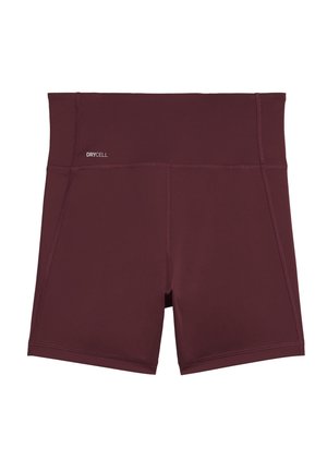 Bordeaux sportieve shorts gemaakt van vochtregulerende stof met platte naden en een logo op de tailleband. Aansluitend ontwerp voor comfort.