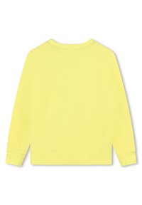 Sweatshirt en coton jaune à manches longues, avec des poignets côtelés et un col rond. Texture lisse, design simple et couleur unie.