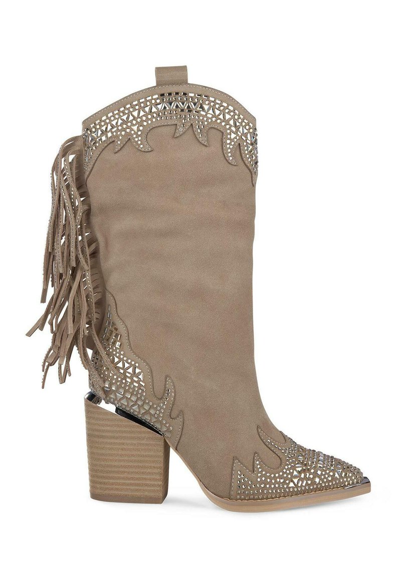 Bottes de cowboy en similicuir noir et marron, chaussures à bout pointu et talon