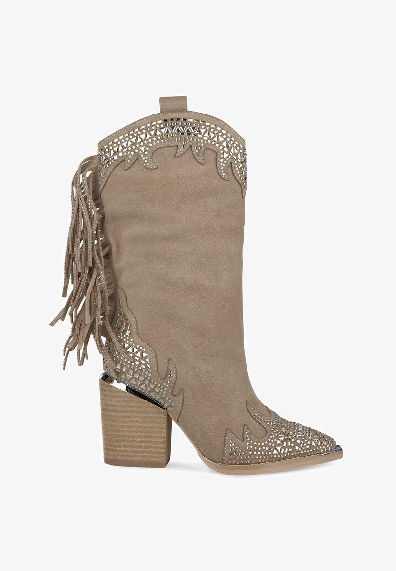 Bottes de cowboy en similicuir noir et marron, chaussures à bout pointu et talon Bottes de cowboy en similicuir noir et marron, chaussures à bout pointu et talon