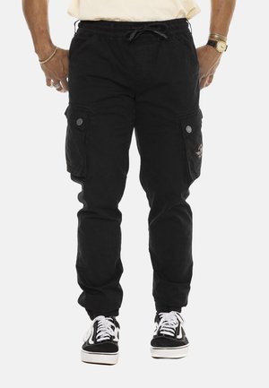 AVEC PATCH SUR POCHE BATTLE - Pantalon cargo - noir