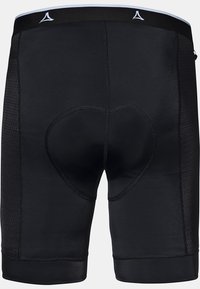 Pantalones cortos deportivos negros con un diseño ajustado, que cuentan con paneles laterales texturizados y una zona de asiento acolchada. Cintura elástica con detalles del logo.