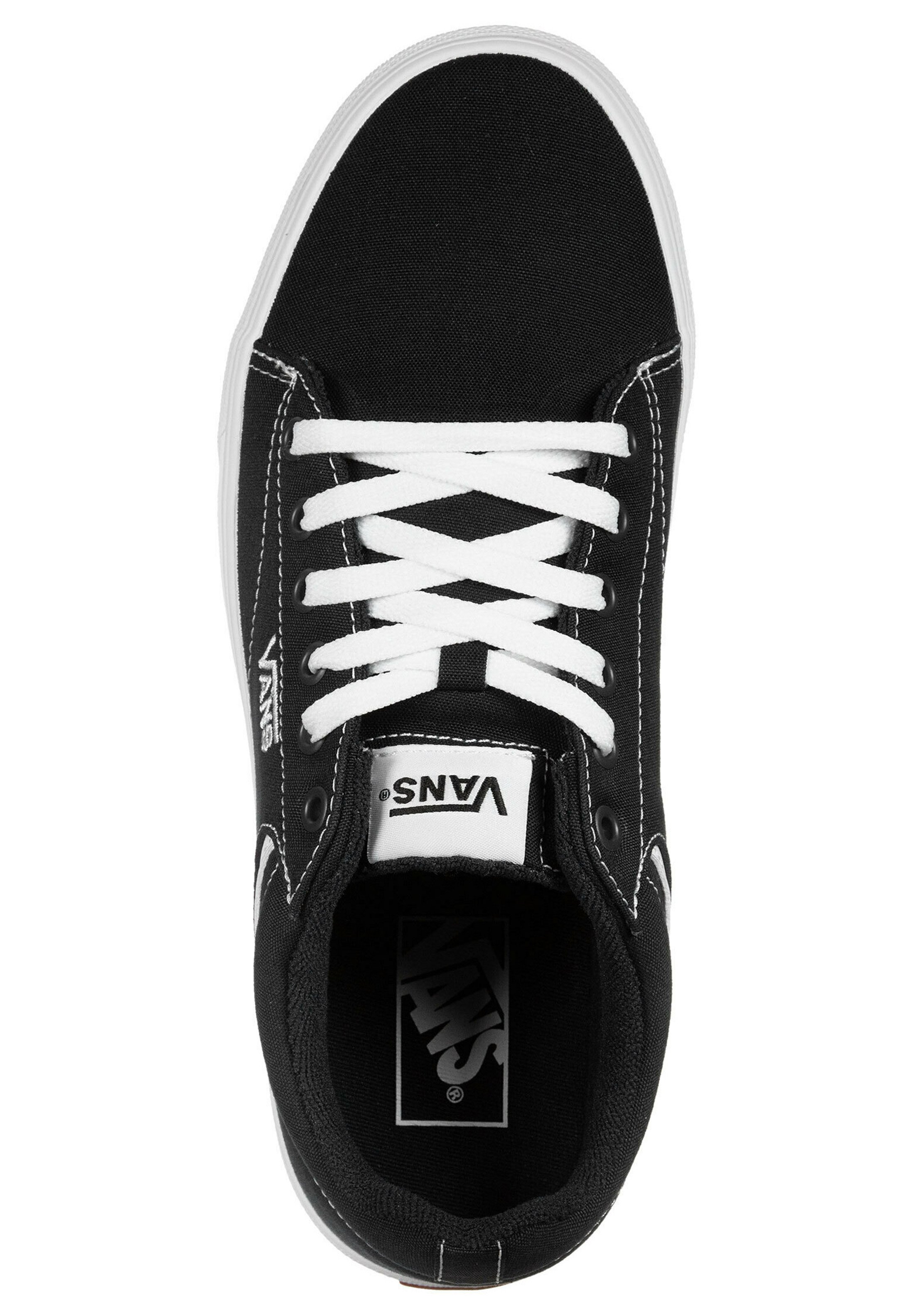 vans suede black and white
