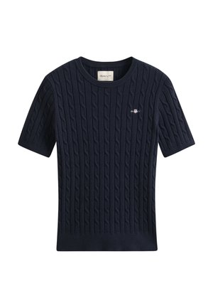 GANT STRETCH CABLE - T-shirts print - evening blue