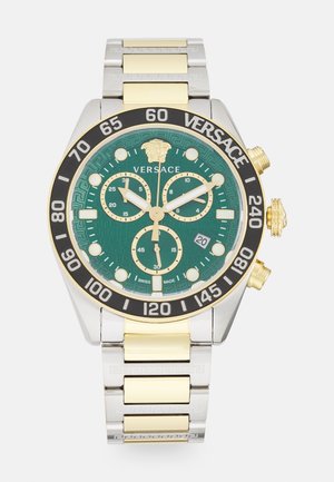 Versace GRECA DOME - Chronograph watch - silver-colored/gold-colored/green
