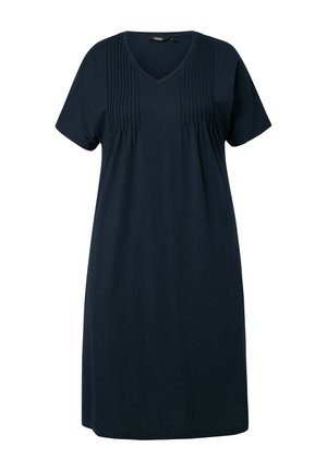 Ulla Popken SHORT SLEEVE V-NECK JERSEY DRESS - Žerzejové šaty - marine