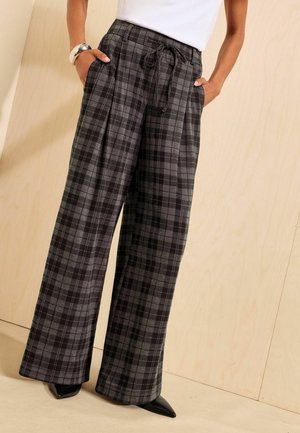 Friends Like These, PETITE FIT - CHECK ELASTICATED WAIST WIDE LEG TROUSERS - Trousers - grey