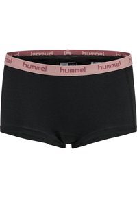 Svart bomull boxershorts med en midja i rosa logotyp som har "hummel" i ett upprepande mönster. Mjuk textur och en åtsittande design.