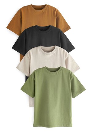 RELAXED FIT  4 PACK - Pamata T-krekls - tan/brown/khaki/green