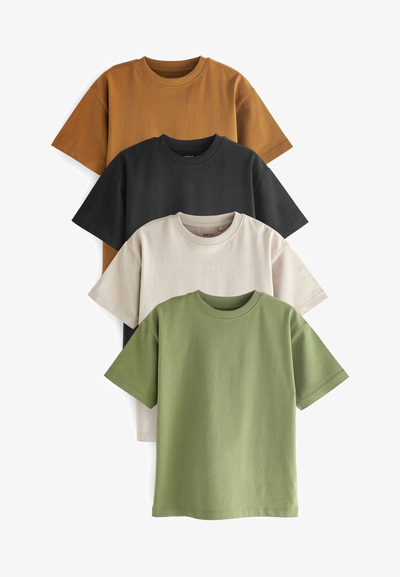 Next RELAXED FIT T-SHIRTS 4 PACK - Basic póló - tan/brown/khaki/green