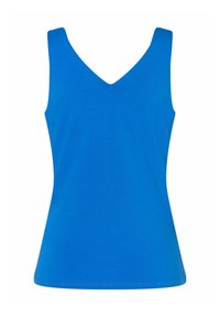 V-hals tanktop in levendig blauw, gemaakt van zacht materiaal. Heeft brede bandjes en een fitted silhouet, zonder patronen of accenten.