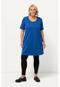Ulla Popken LONG RITSSLUITING A-LIJN RONDE HALS HALVE MOUWEN - Camiseta básica