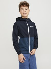 Jack & Jones Junior - JJERUSH BLOCKING HOOD - Overgangsjakke - navy blazer/blue/white Miniaturebillede 1