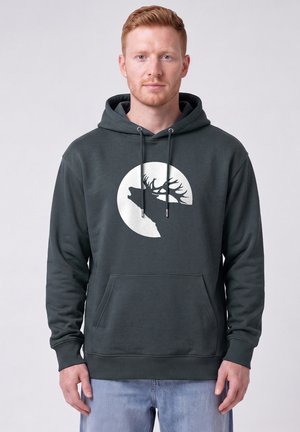 watapparel, RÖHRENDER HIRSCH UNISEX - Hoodie - india ink grey