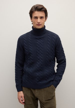TURTLENECK REGULAR FIT WITH JACQUARD PATTERN - Maglione - dark blue